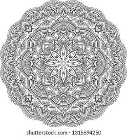 Mandala pattern black and white doodles sketch good mood