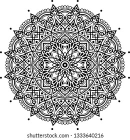 Mandala pattern black and white doodles sketch good mood