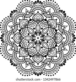 Mandala pattern black and white doodles sketch good mood