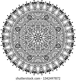 Mandala pattern black and white doodles sketch good mood