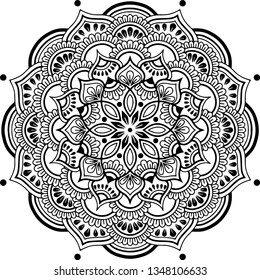 Mandala pattern black and white doodles sketch good mood