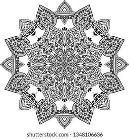 Mandala pattern black and white doodles sketch good mood