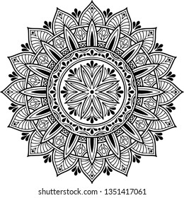 Mandala pattern black and white doodles sketch good mood
