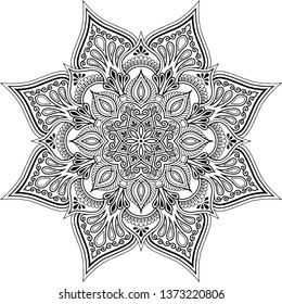 Mandala pattern black and white doodles sketch good mood