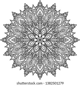 Mandala pattern black and white doodles sketch good mood