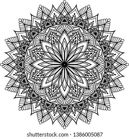 Mandala pattern black and white doodles sketch good mood