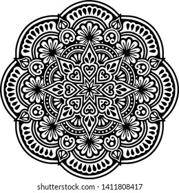 Mandala pattern black and white doodles sketch good mood
