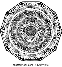 Mandala pattern black and white doodles sketch good mood - Vektor