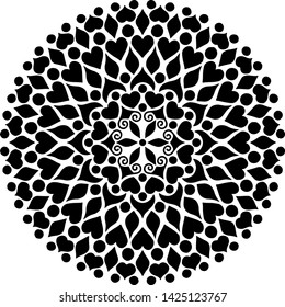 Mandala pattern black and white doodles sketch good mood