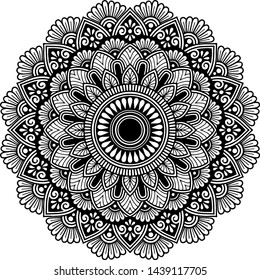 Mandala pattern black and white doodles sketch good mood