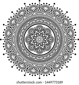 Mandala pattern black and white doodles sketch good mood