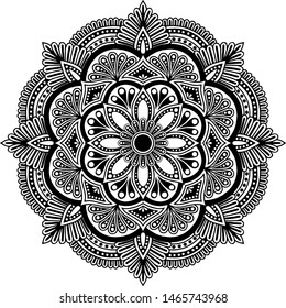 Mandala pattern black and white doodles sketch good mood