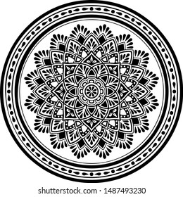 Mandala pattern black and white doodles sketch good mood