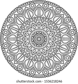 Mandala pattern black and white doodles sketch good mood