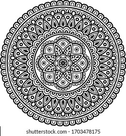 Mandala pattern black and white doodles sketch good mood