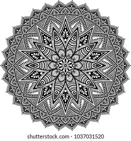 Mandala pattern black and white good mood