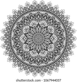 Mandala pattern black and white good mood