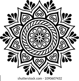 Mandala pattern black and white good mood