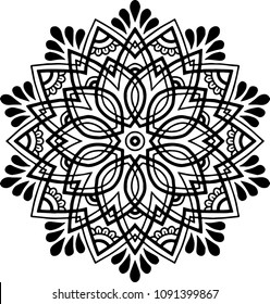 Mandala pattern black and white good mood