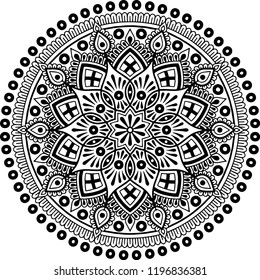 Mandala pattern black and white good mood