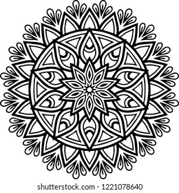 Mandala pattern black and white good mood