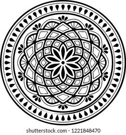 Mandala pattern black and white good mood