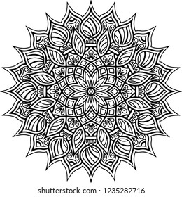 Mandala pattern black and white good mood