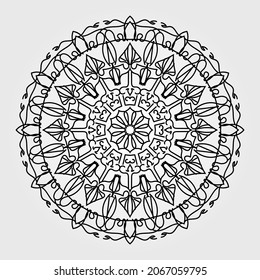 Mandala pattern black and white good mood. EPS 10