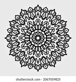 Mandala pattern black and white good mood. EPS 10