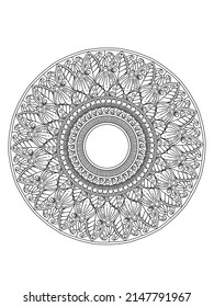 Mandala pattern black and white good mood.