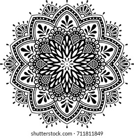 Mandala pattern black and white good mood
