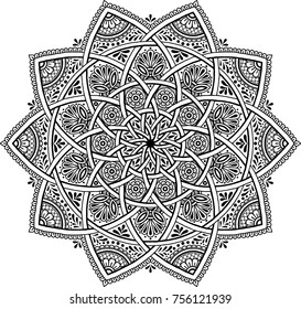 Mandala pattern black and white good mood