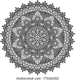 Mandala pattern black and white good mood