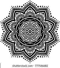 Mandala pattern black and white good mood