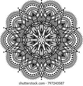 Mandala pattern black and white good mood
