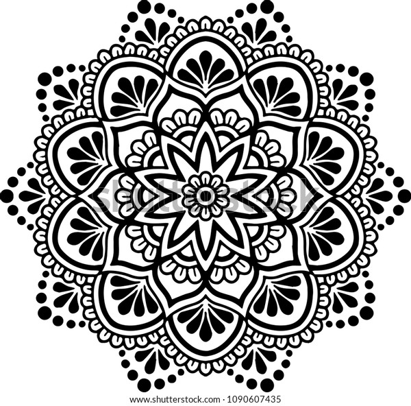Mandala Pattern Black White Good Mood Stock Vector (Royalty Free ...
