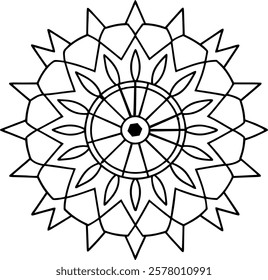 Mandala pattern black and white image for illustration. 