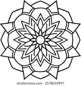 Mandala pattern black and white image for illustration. 