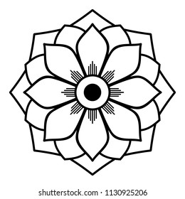 Mandala pattern black and white. Islam, Arabic, Pakistan, Moroccan, Turkish, Indian, Spain motifs. Vector illustration EPS 10.