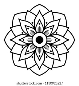Mandala pattern black and white. Islam, Arabic, Pakistan, Moroccan, Turkish, Indian, Spain motifs. Vector illustration EPS 10.