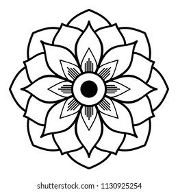 Mandala pattern black and white. Islam, Arabic, Pakistan, Moroccan, Turkish, Indian, Spain motifs. Vector illustration EPS 10.