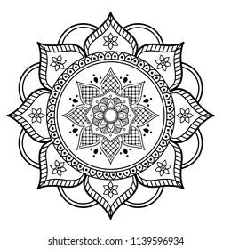 Mandala pattern black and white. Islam, Arabic, Pakistan, Moroccan, Turkish, Indian, Spain motifs. Мector EPS10