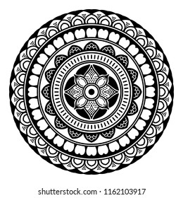 Mandala pattern black and white. Islam, Arabic, Pakistan, Moroccan, Turkish, Indian, Spain motifs. Vector illustration EPS10 
