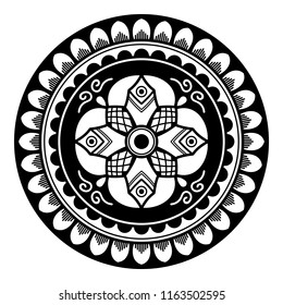Mandala pattern black and white. Islam, Arabic, Pakistan, Moroccan, Turkish, Indian, Spain motifs. Vector illustration EPS10
