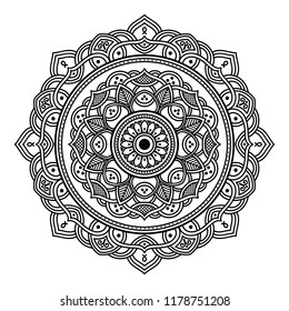 Mandala pattern black and white. Islam, Arabic, Pakistan, Moroccan, Turkish, Indian, Spain motifs. Vector illustration EPS10
