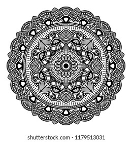 Mandala pattern black and white. Islam, Arabic, Pakistan, Moroccan, Turkish, Indian, Spain motifs. Vector illustration EPS10