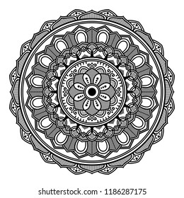 Mandala pattern black and white. Islam, Arabic, Pakistan, Moroccan, Turkish, Indian, Spain motifs. Vector illustration EPS10