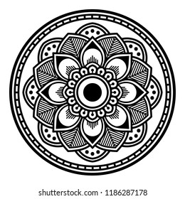Mandala pattern black and white. Islam, Arabic, Pakistan, Moroccan, Turkish, Indian, Spain motifs. Vector illustration EPS10