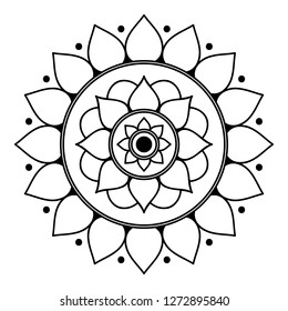 Mandala pattern black and white. Islam, Arabic, Pakistan, Moroccan, Turkish, Indian, Spain motifs. Hand drawn background. Can be used for coloring book, greeting card.
