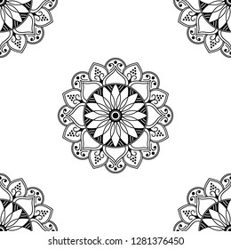 Mandala pattern black and white. Islam, Arabic, Pakistan, Moroccan, Turkish, Indian, Spain motifs. Vector illustration EPS 10. 
